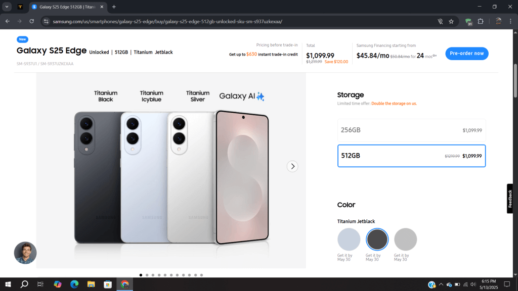 Samsung S25 Edge Ultra-Thin Smartphone